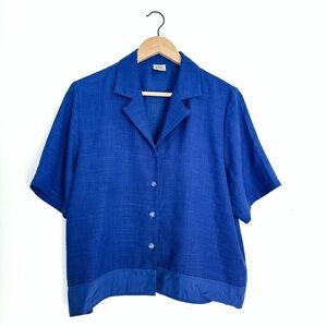 VINTAGE 90’s Blouse 🇨🇦 Made in Canada Royal Blue - Size 14 / Large